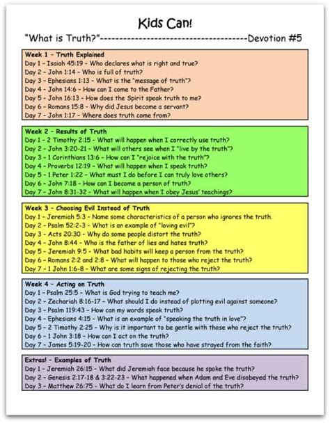 Children Devotion Lessons Printable Free