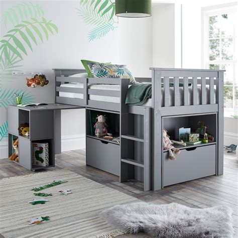 Novara Mid Sleeper Bed with Pull Out Desk Children's Furniture