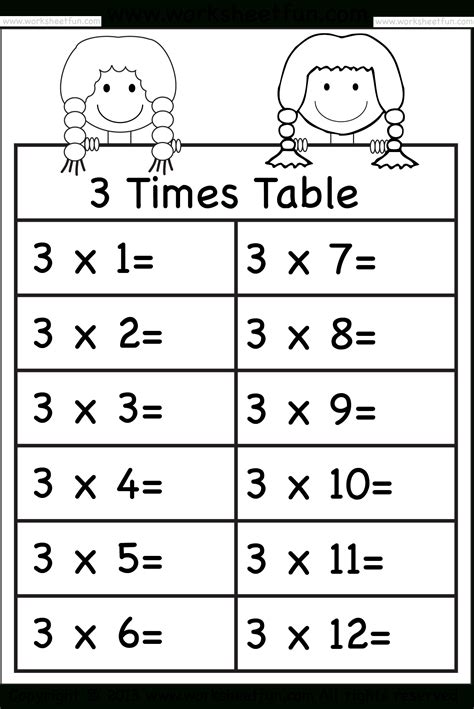 childrens times tables activity sheets