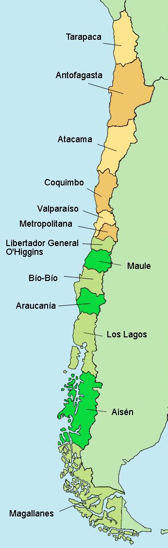 chile y sus regiones mapa