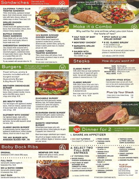 chili's menu with prices 2023 near me