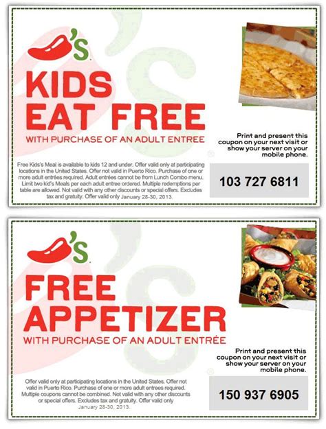 chili's printable coupons for free kids meal