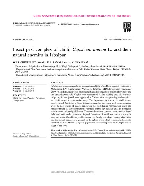 Chilli Insect Pest Management Pdf