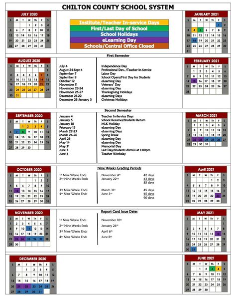 chilton county school calendar