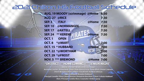 chilton high school football schedule