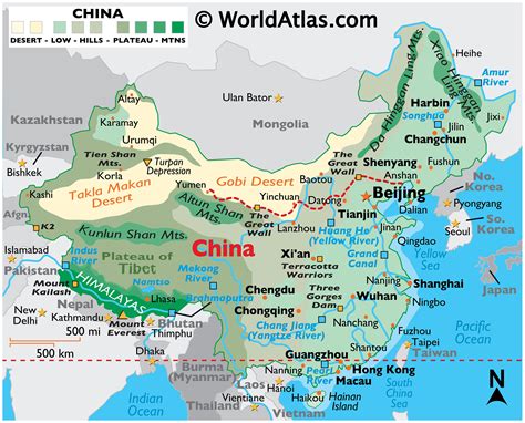 China Map Rivers And Mountains