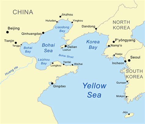 China Map Yellow Sea