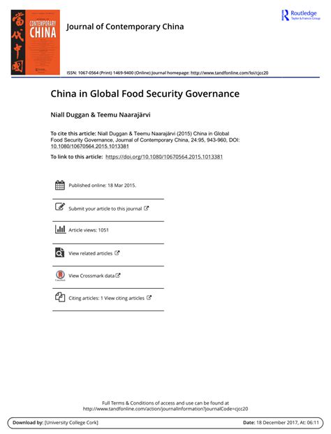 china in global food security governance