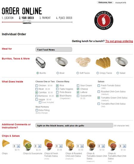 Chipotle Online Ordering