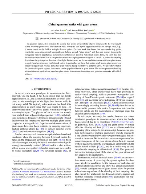 chiral quantum optics with giant atoms