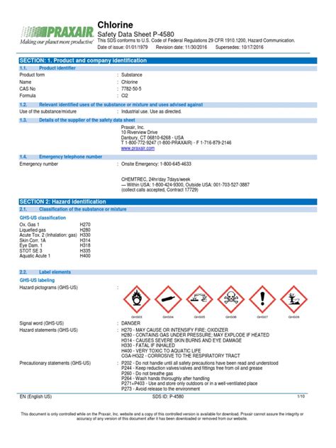 Chlorine Neutralizer Safety Data Sheet