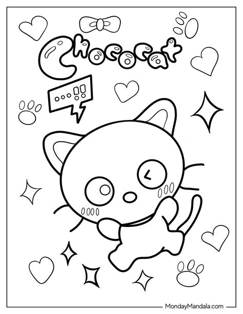choco cat coloring pages printable template