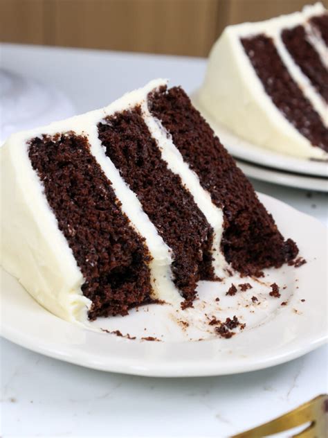 Indulge In Delicious Chocolate Cake With Cream Cheese Frosting