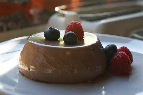 Chocolate Panna Cotta with Fresh Strawberry Topping An