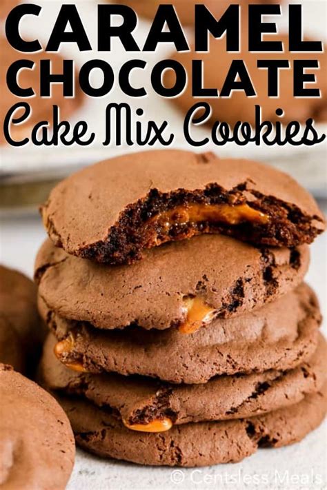chocolate caramel cake mix cookies