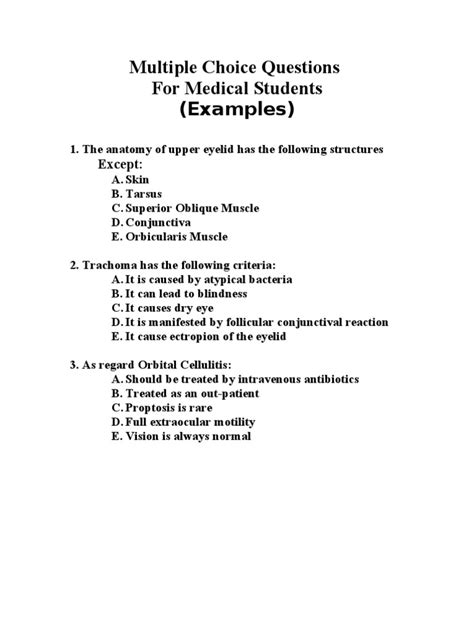 choice questions examples for students