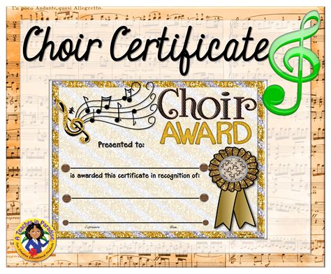 Choir Certificates 1 Choir, Certificate, Participation award