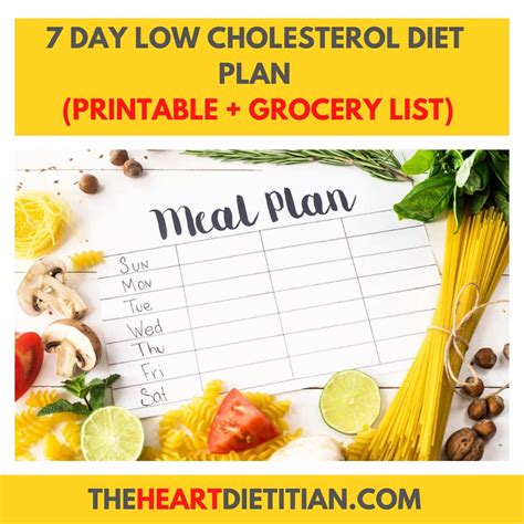 cholesterol diet menu
