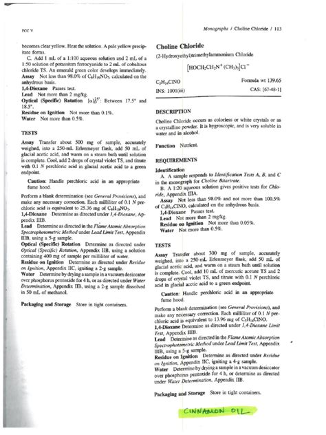 Choline Chloride Monograph