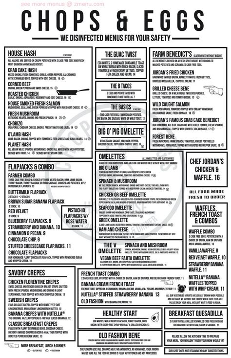 Chops And Eggs Drink Menu