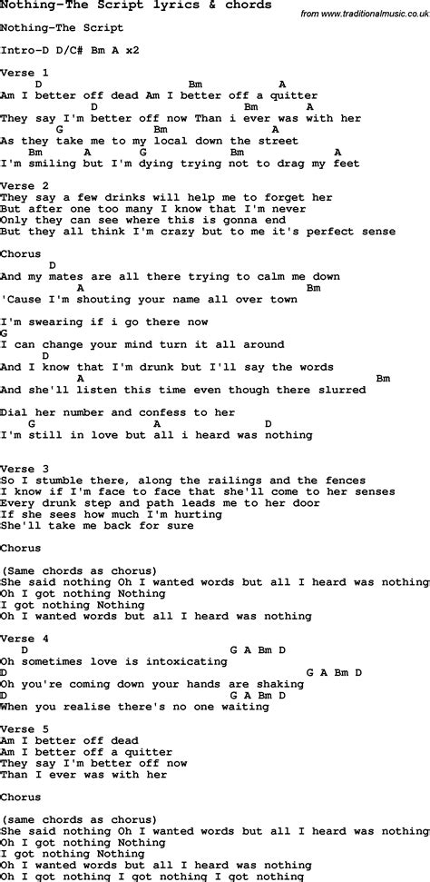 chord song the script
