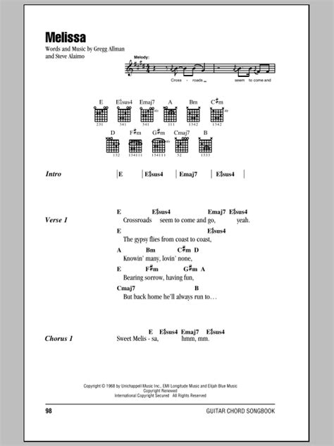 chords and lyrics melissa allman bros band