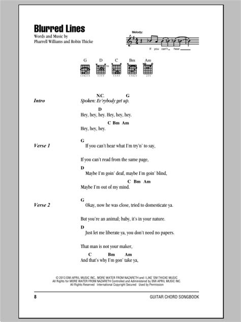 chords and lyrics to blurred lines