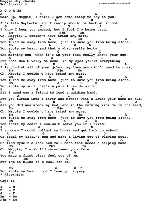 chords and lyrics to maggie may