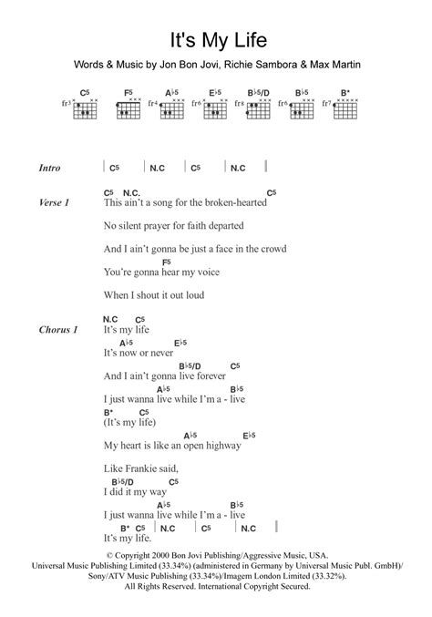 chords it's my life bon jovi