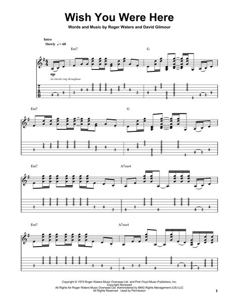 chords tabs for pink floyd