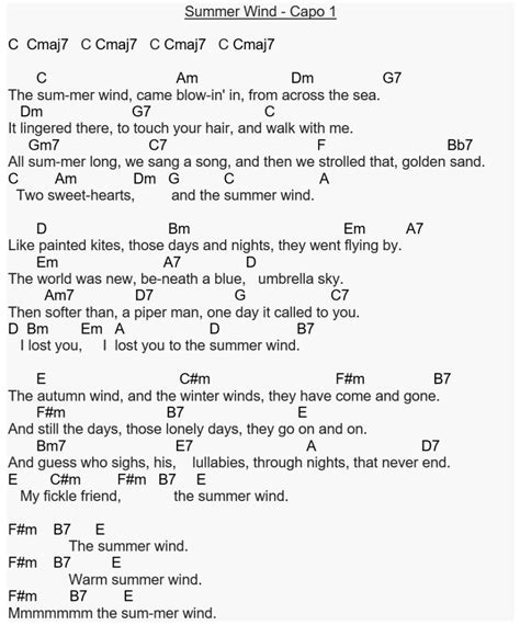 Chords To Summer Wind