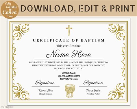 Christening Certificate Template Download Printable PDF Templateroller