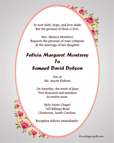 Christian Wedding Invitation Wording Samples Wordings and Messages