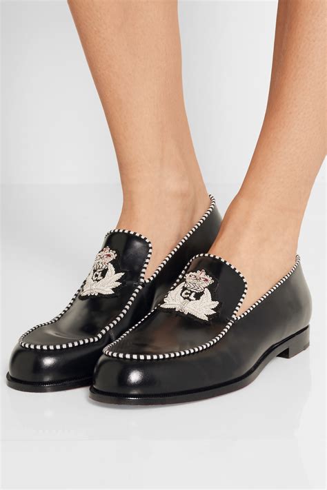 christian louboutin studded loafers for women