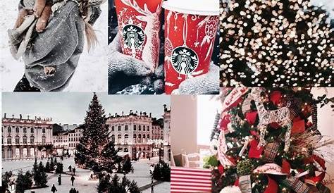 Christmas Background Aesthetic Collage Mood Board Lights Decor Inspiration Ideas