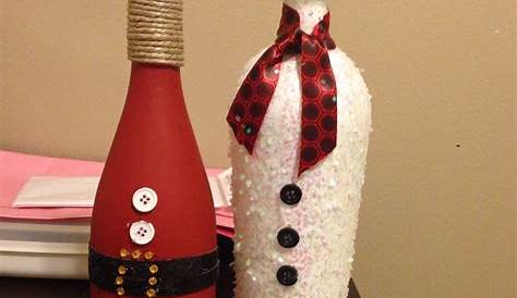 Santa & snow man wine bottle craft! Bottle crafts, Cool diy projects
