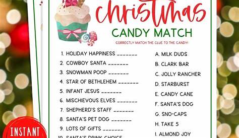 Christmas Candy Match A Printable Recipe For Grandma's Cookies And Milk Is