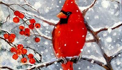 Christmas Canvas Paintings Cardinal