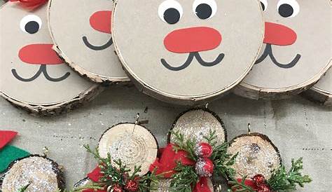 Christmas Crafts Using Wood Slices Ornaments Fox Reindeer Santa Snowman Snow en
