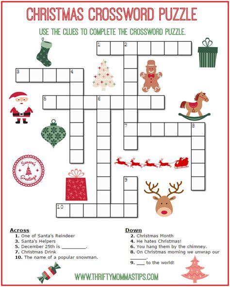 5 Easy Christmas Crosswords For Kids Printable
