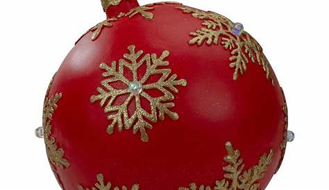 Christmas Decor Balls 12Inch Red And Gold Large Ball Ornament Tabletop LED