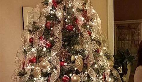 Christmas Decoration Ideas With Ribbon Tree Using Buffalo Check And Polka Dot