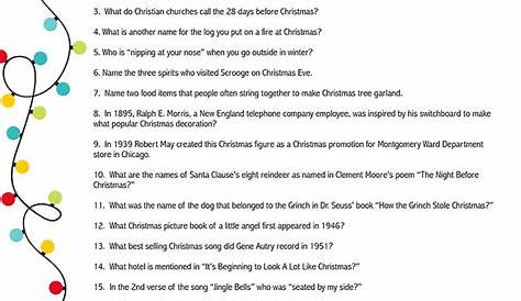 Christmas Decorations Questions Family Quiz 20 And Answers Quiz Fun