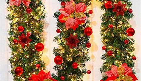 Christmas Garland At Walmart Intergreat Decorations 8 9 Ft Unlit