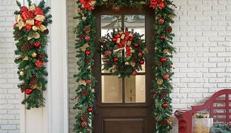 Christmas Garland For Door Front With Lights Decor Holiday