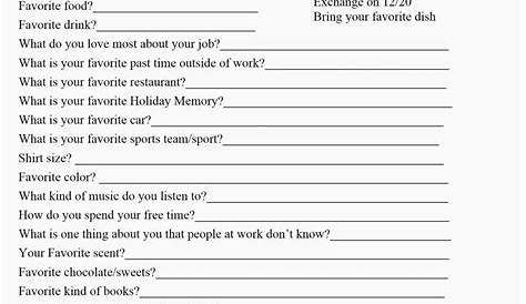 Christmas Gift Ideas Questionnaire