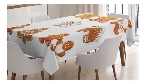 Christmas Gingerbread Man Tablecloth Round Holiday Xmas Cookie Cotton