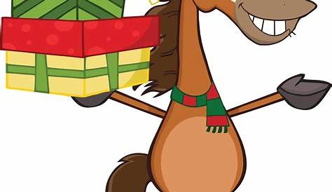 Christmas Horse Cartoon Images Hand Drawn Gradient Of Kawaii