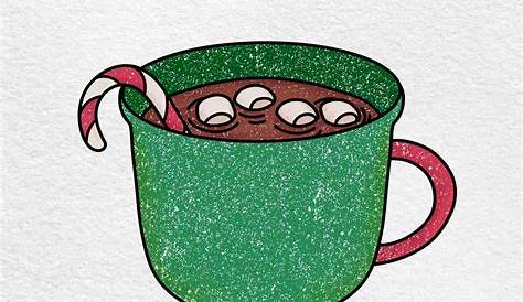 Christmas Hot Chocolate Drawing Easy Two Drink Cups Or Coffee With Candy