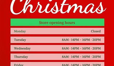 Christmas Hours Of Operation Template Business Sign, Printable ,